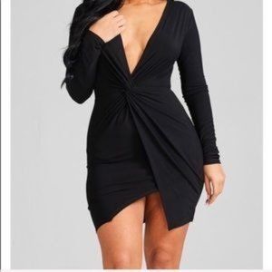 Sexy black twisted knot dress